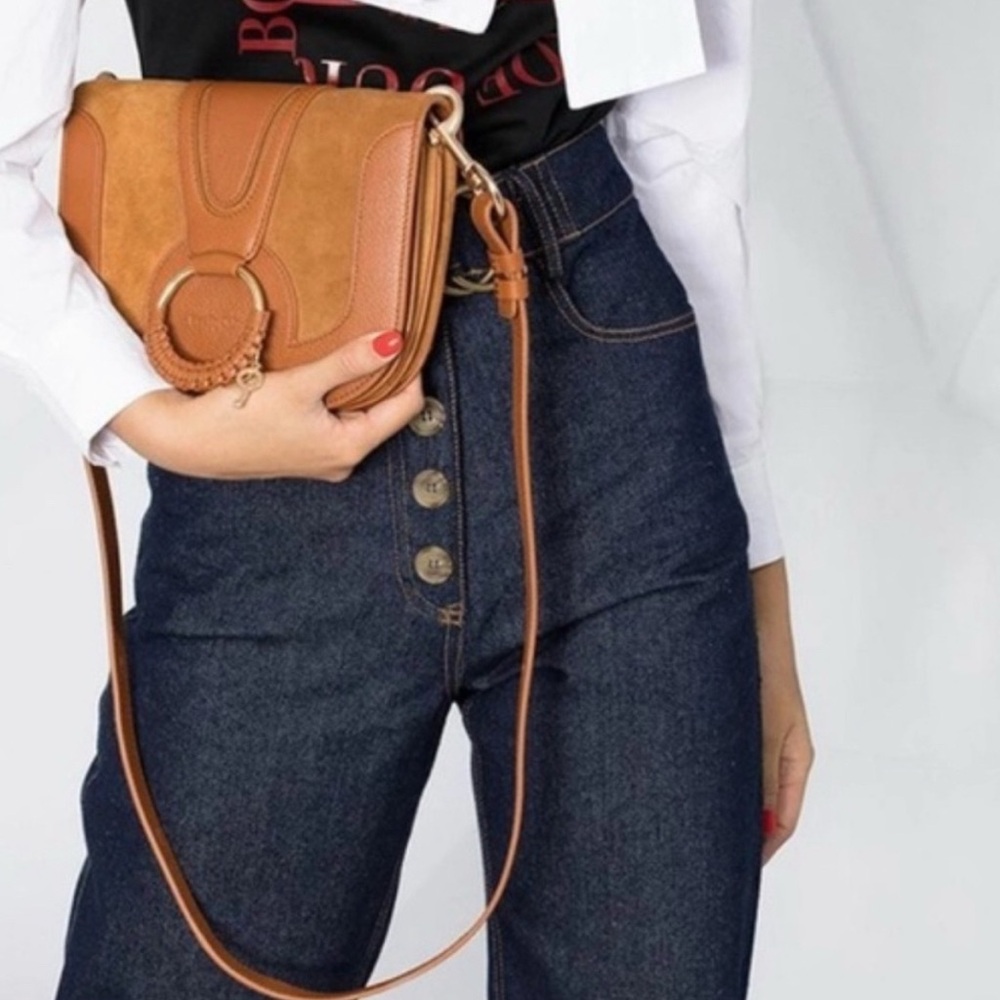 NWOT SEE BY CHLOE Hana Tan Leather and suede Crossbody Bag